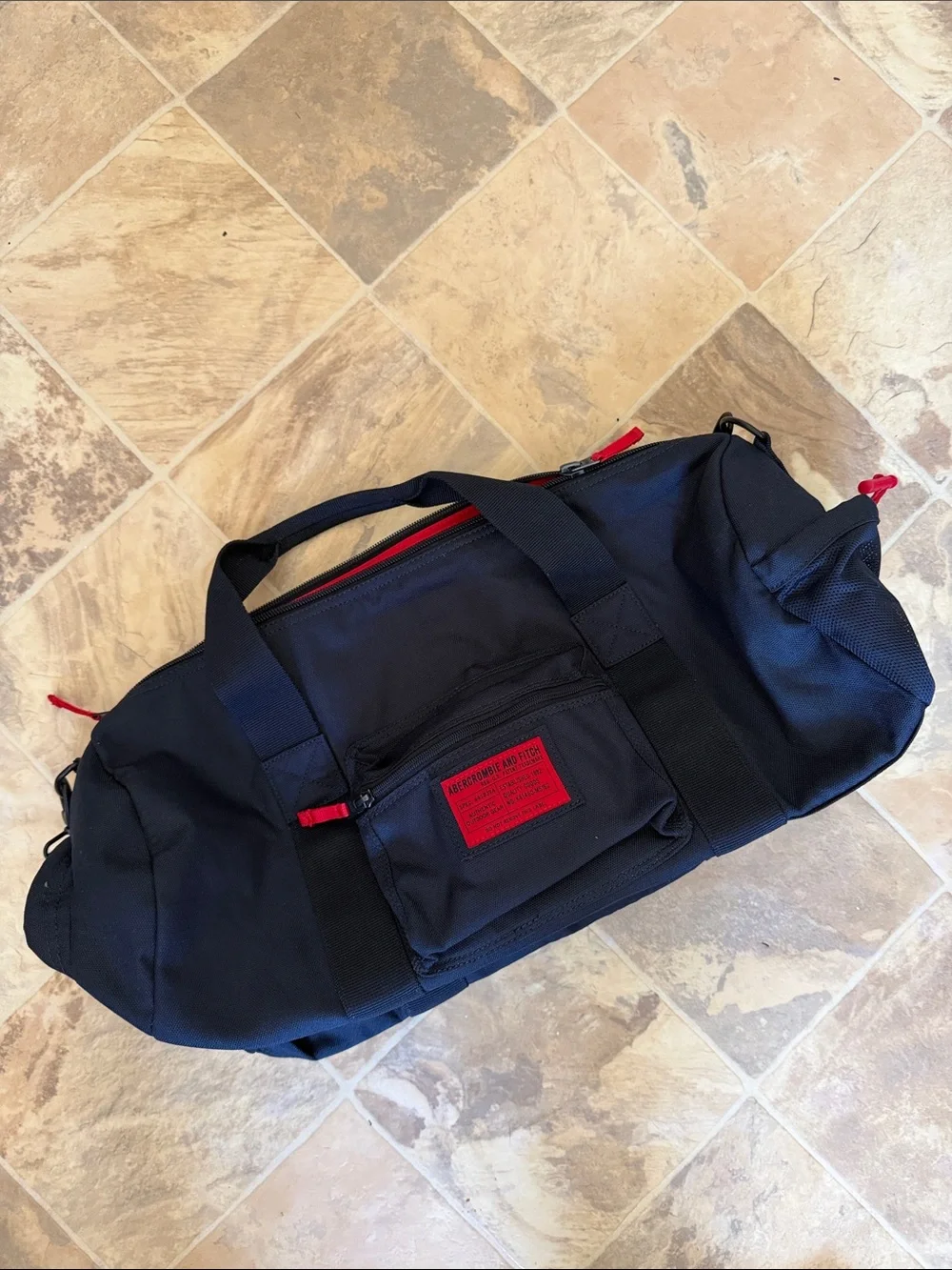 NEW Abercrombie & Fitch NAVY Duffel Bag carry on LUGGAGE GYM DUFFLE BACKPACK NWT